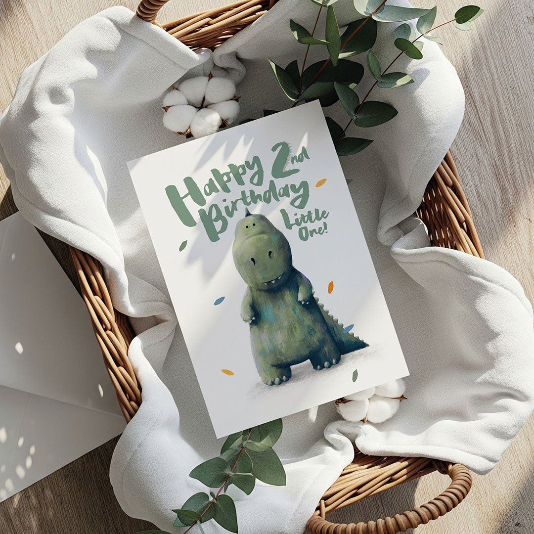 Dinosaur Children's 2nd Birthday Card