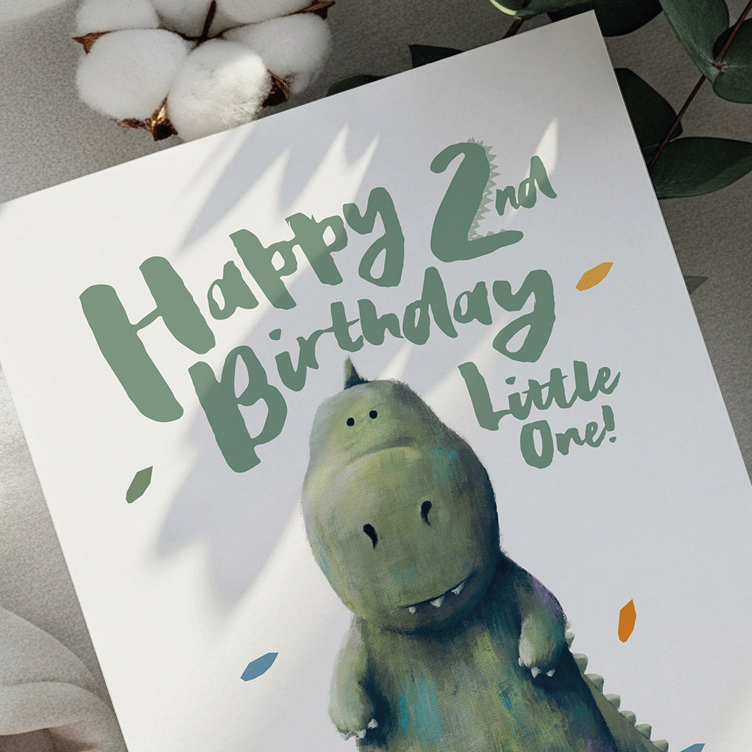 Dinosaur Children's 2nd Birthday Card
