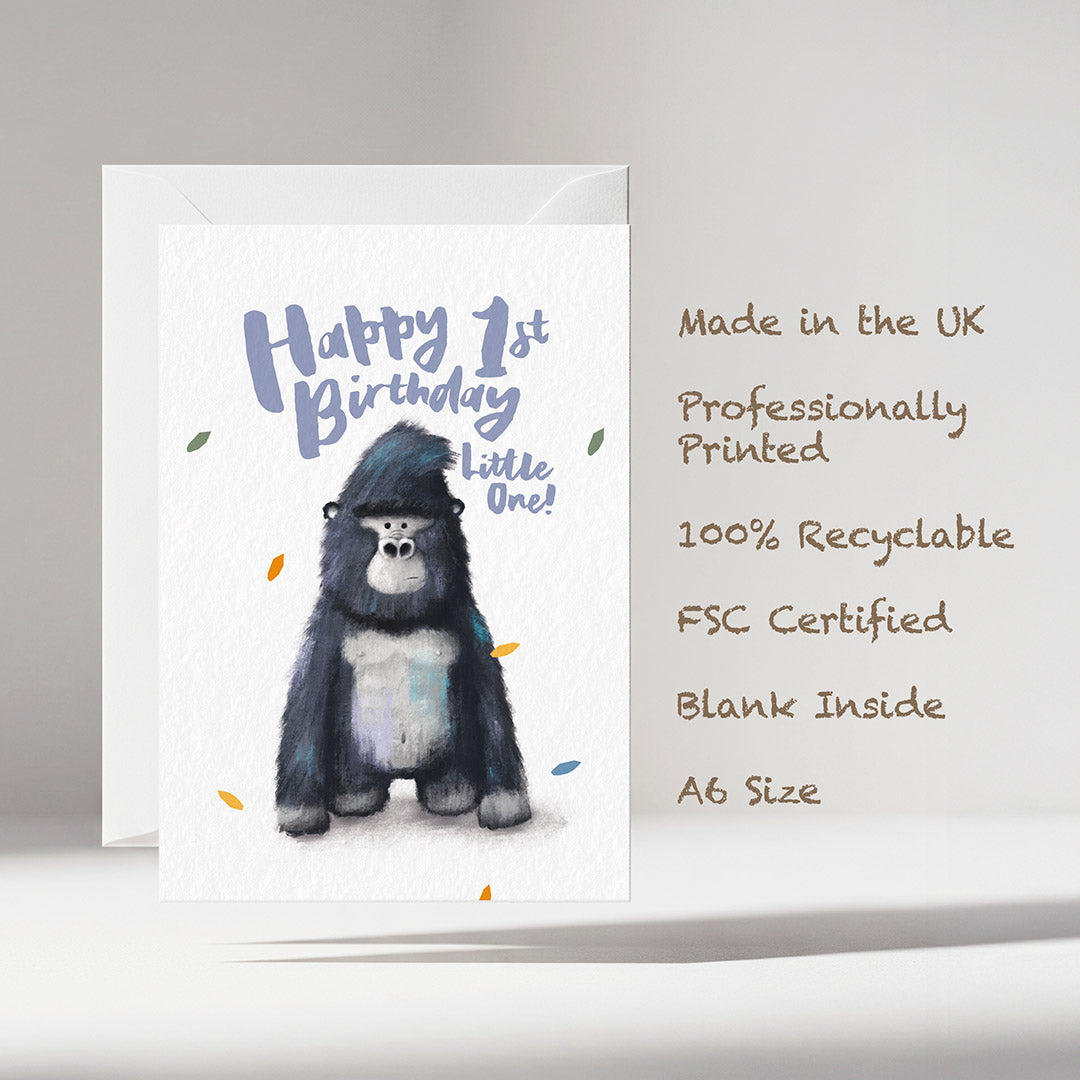 Gorilla Children's 1st Birthday Card