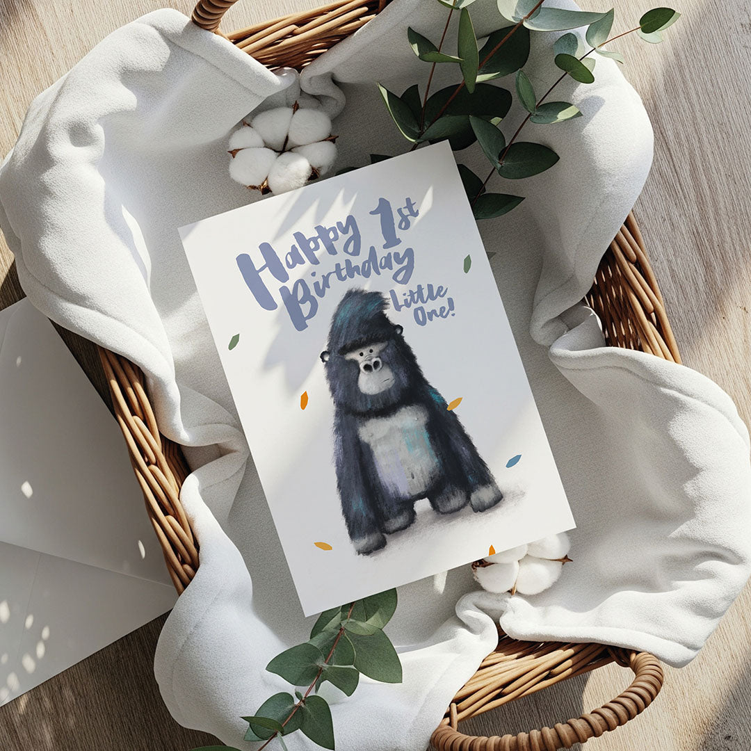Gorilla Children's 1st Birthday Card