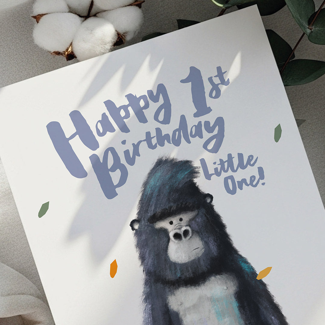 Gorilla Children's 1st Birthday Card