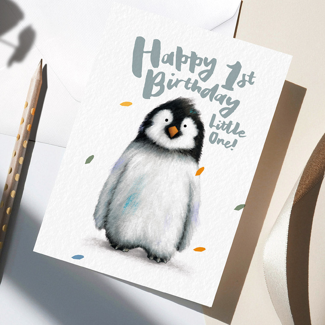 Penguin Children's 1st Birthday Card
