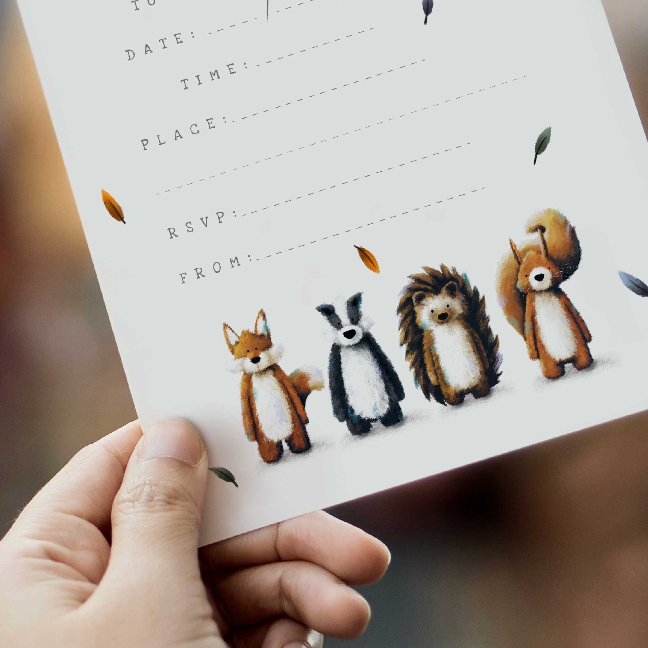 Woodland Birthday Party Invitations – Set of 10