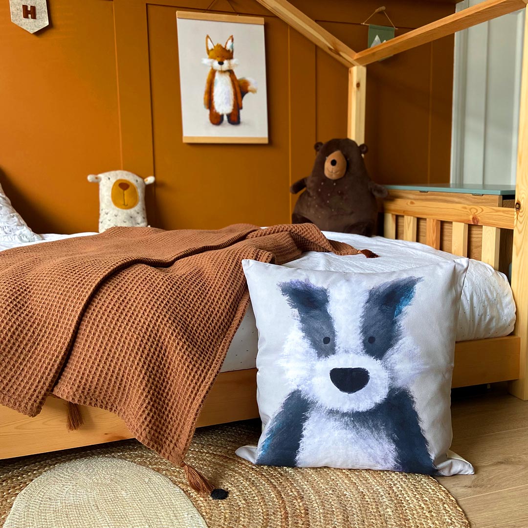 Woodland Badger Nursery Cushion Cover