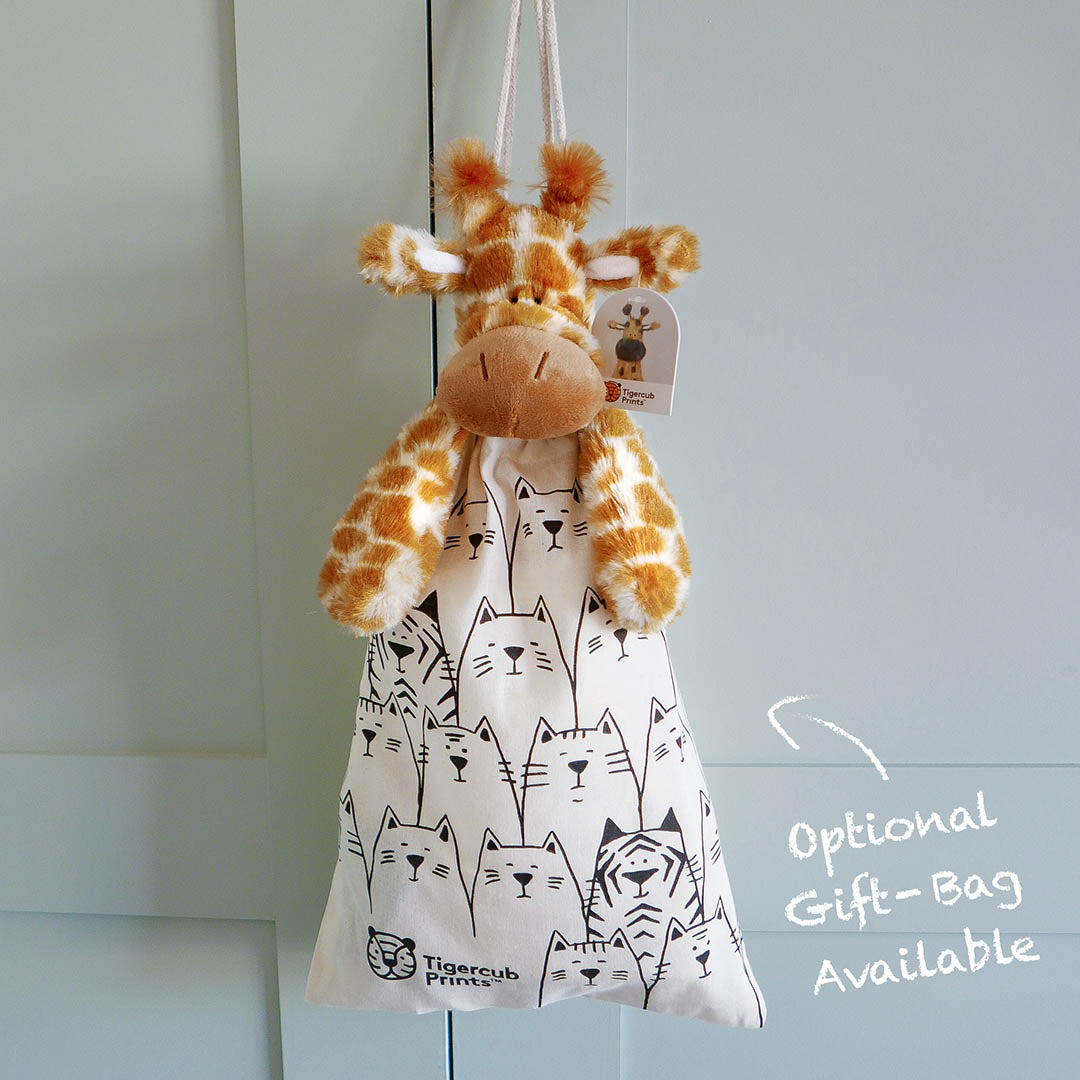 giraffe soft toy and gift bag