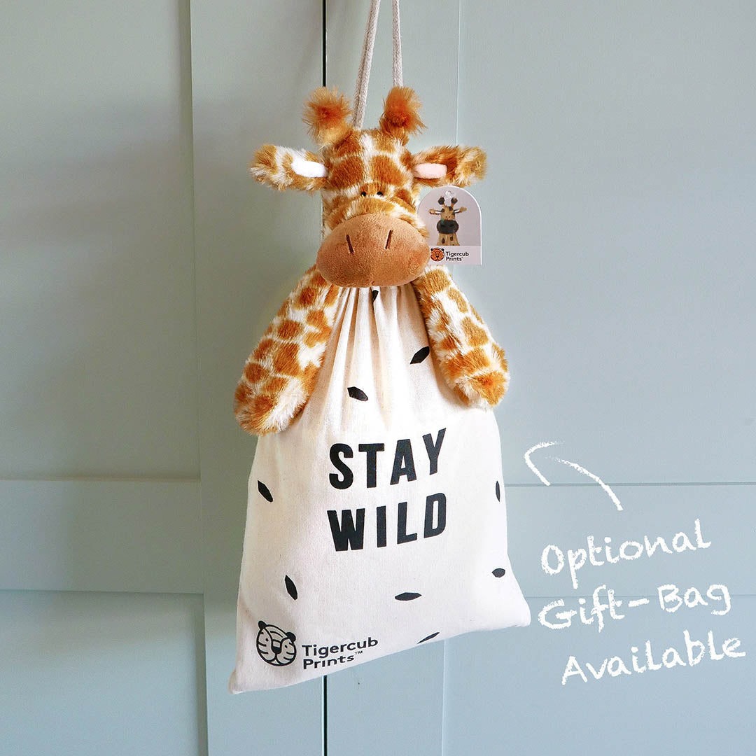 giraffe soft toy and gift bag