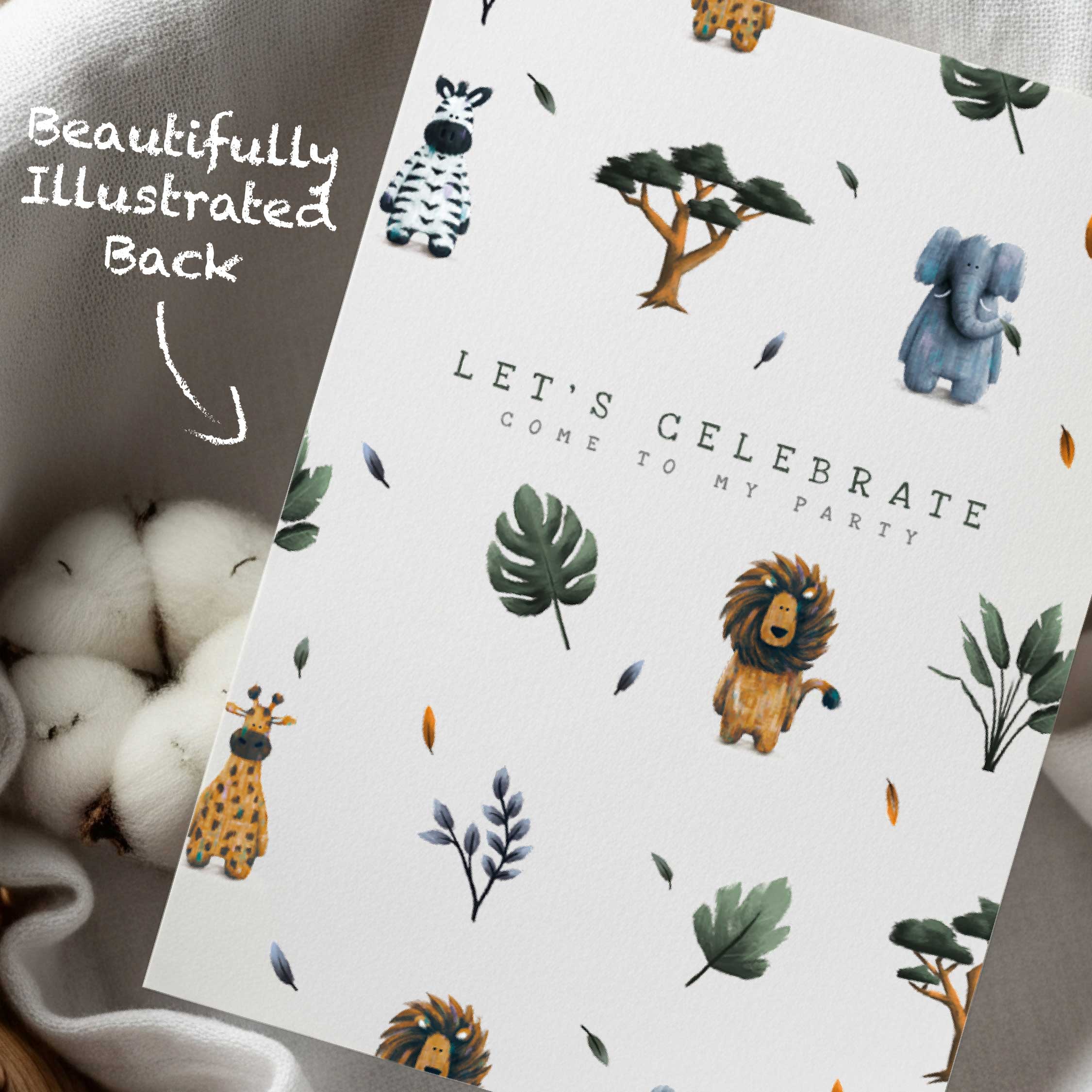 Safari Birthday Party Invitations – Set of 10