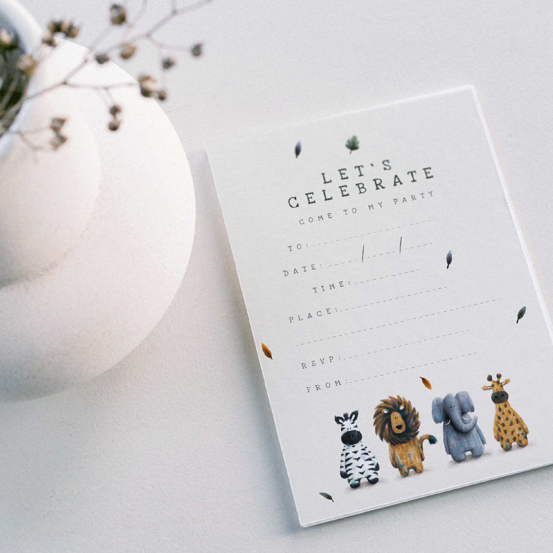 Safari Birthday Party Invitations – Set of 10