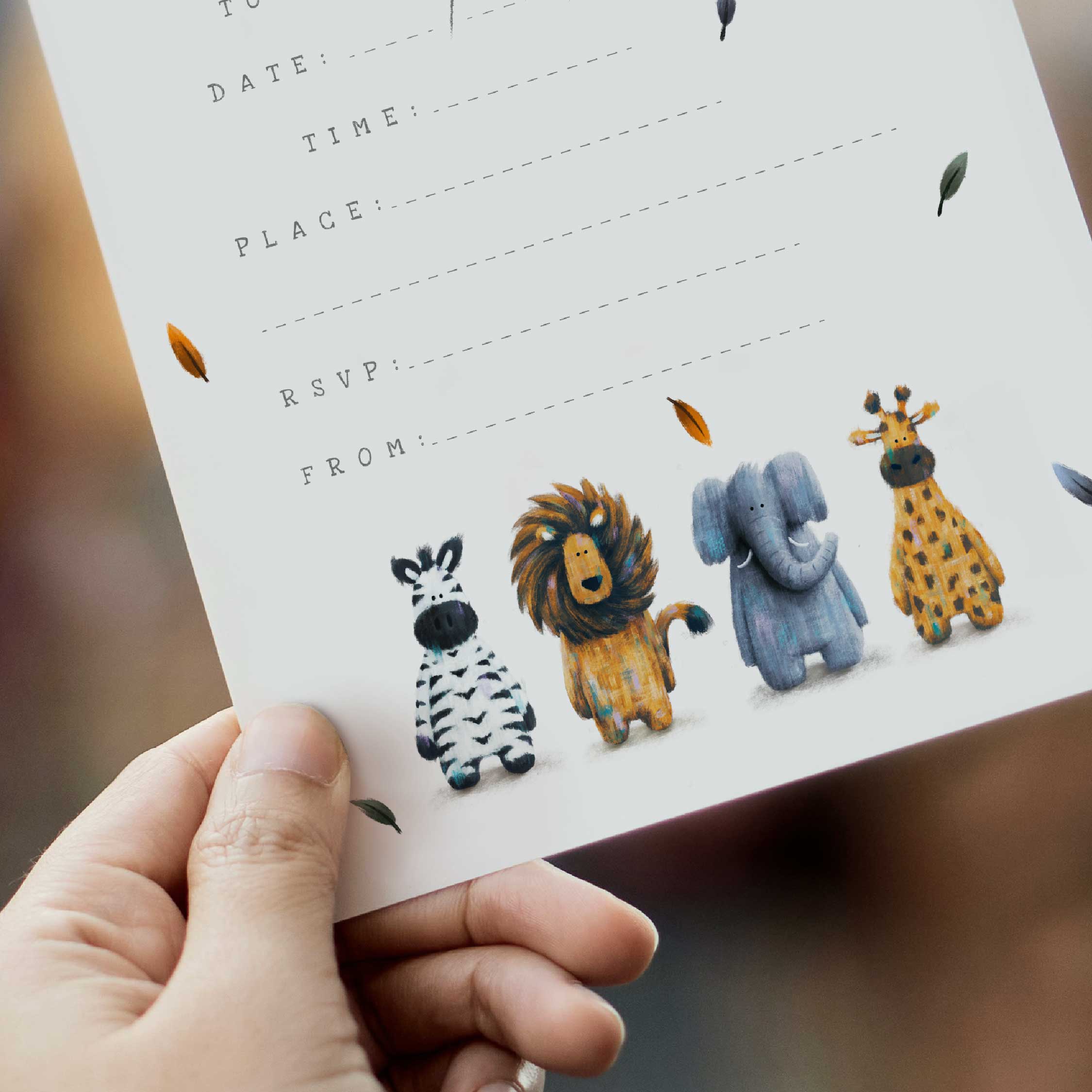 Safari Birthday Party Invitations – Set of 10