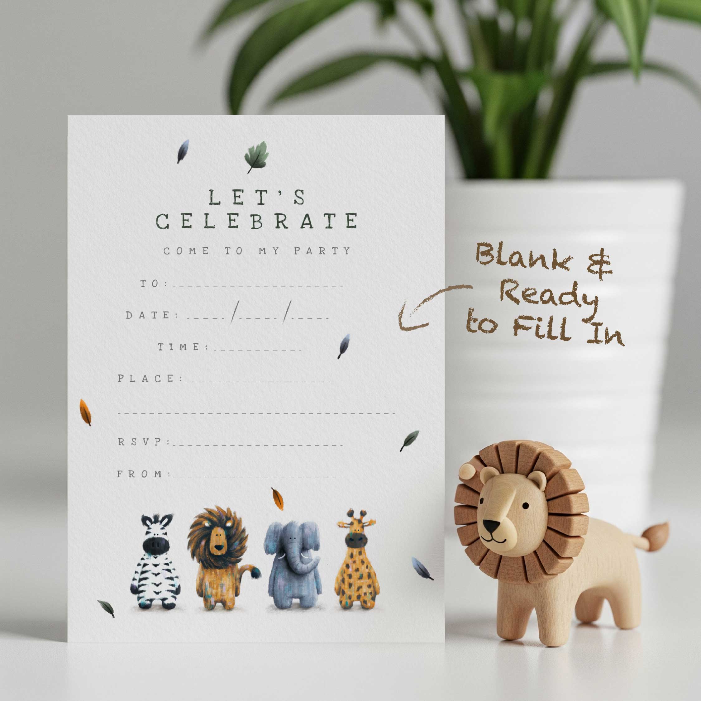Safari Birthday Party Invitations – Set of 10