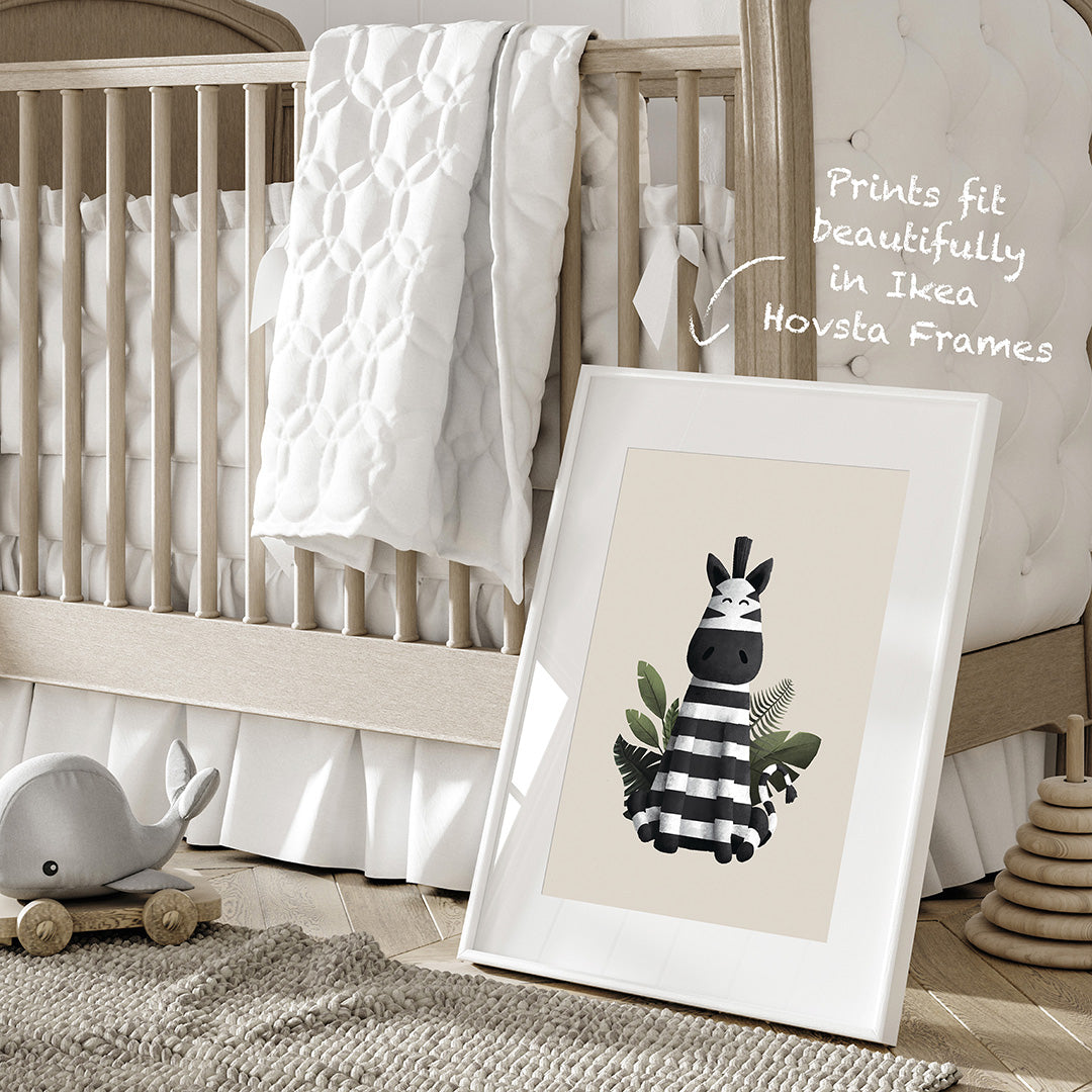 Scandi Zebra Safari Nursery Print