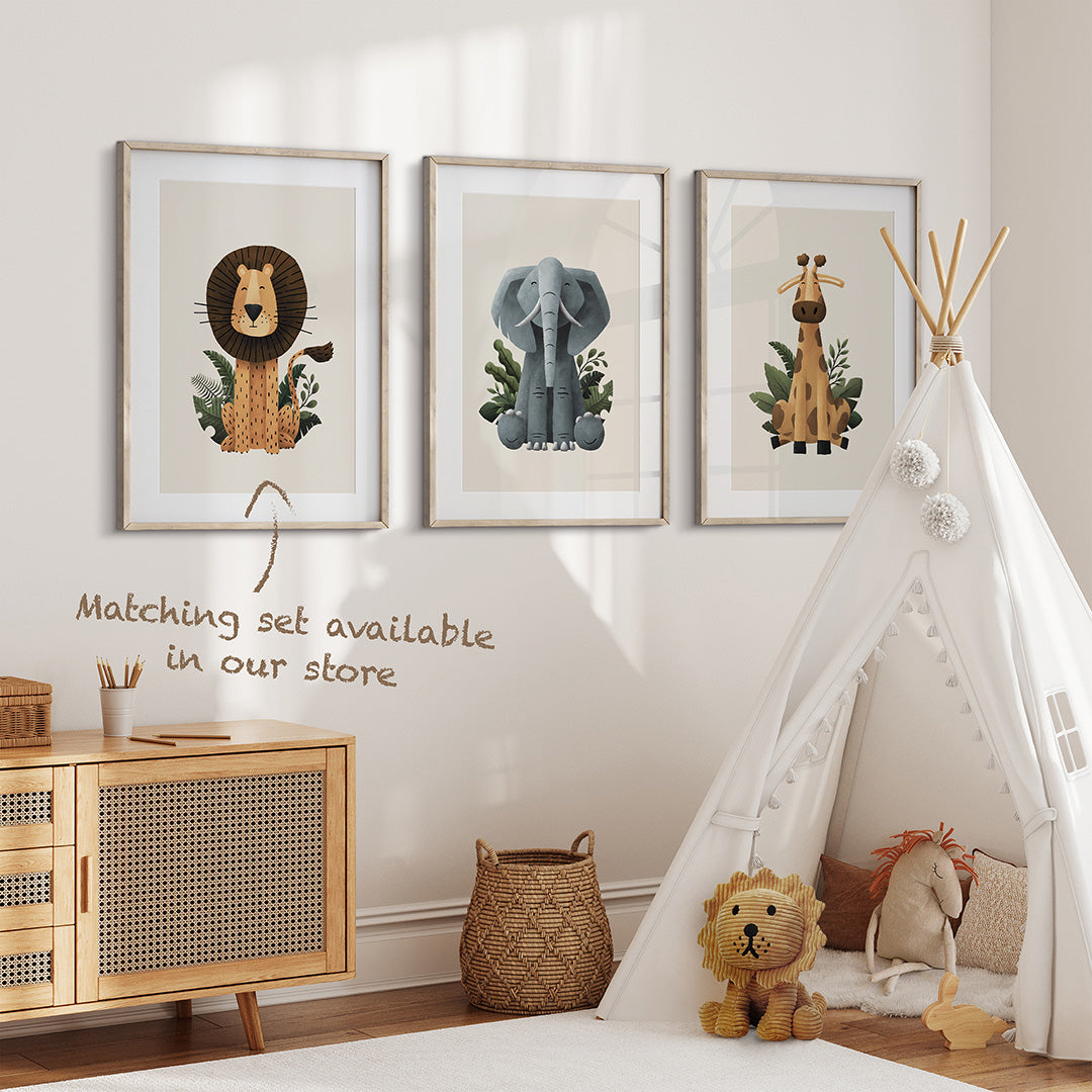 Scandi Lion Safari Nursery Print