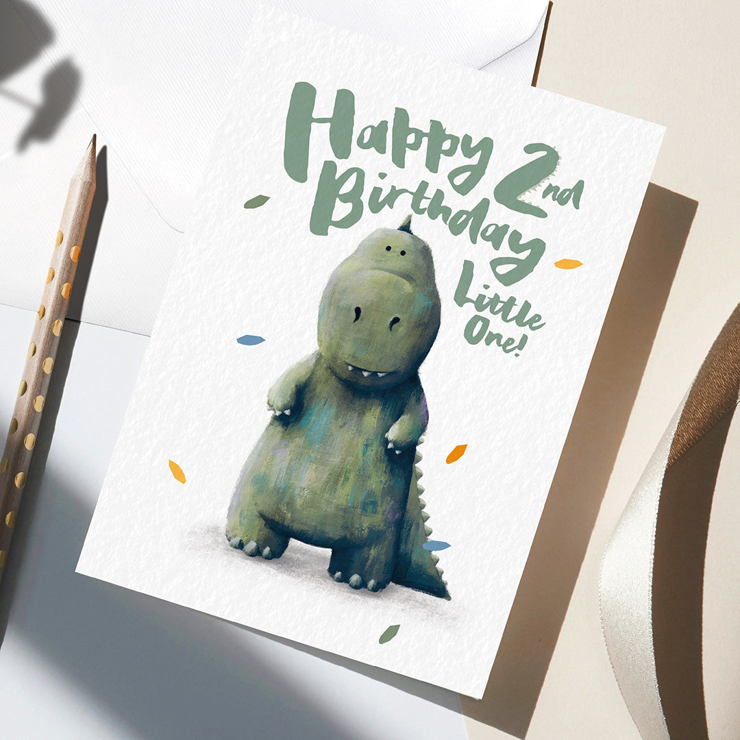 Dinosaur Children's 2nd Birthday Card