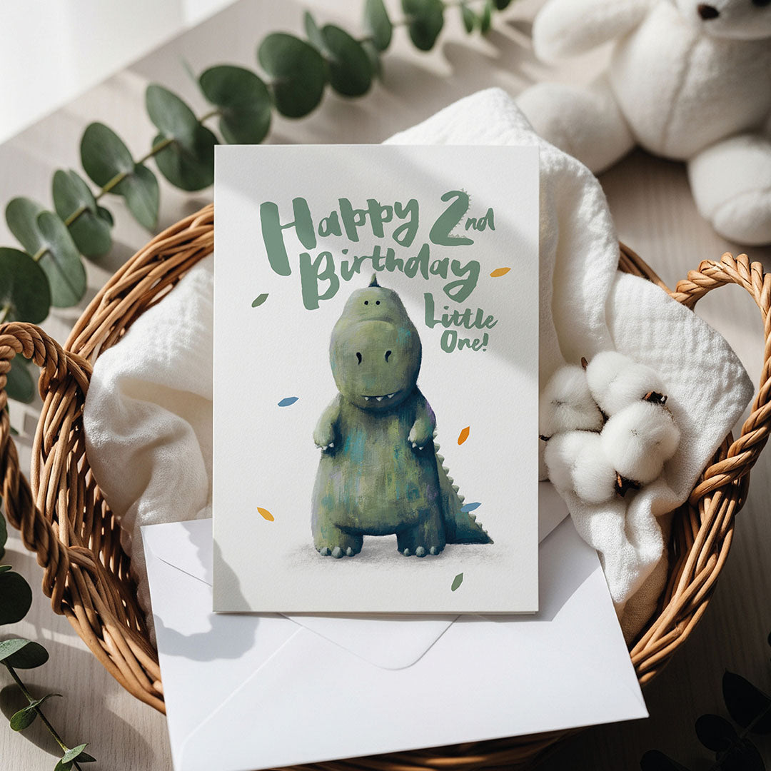 Dinosaur Children's 2nd Birthday Card