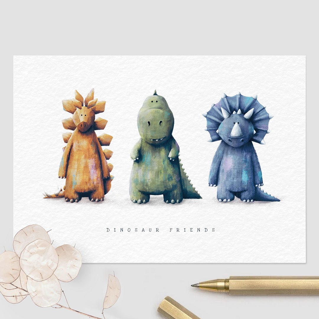 A dinosaur themed Children's Greetings Card - The perfect Newborn, Birthday or Baby Shower Card