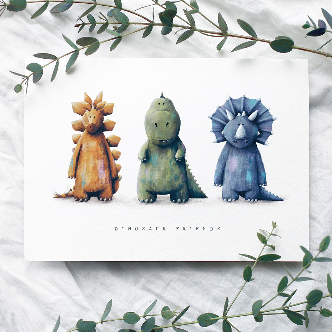 A dinosaur themed Children's Greetings Card - The perfect Newborn, Birthday or Baby Shower Card