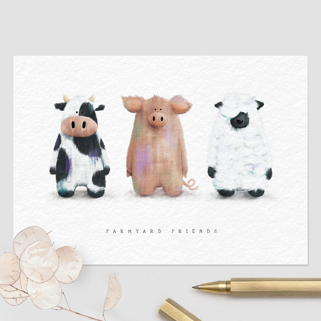 A farmyard themed Children's Greetings Card - The perfect Newborn, Birthday or Baby Shower Card