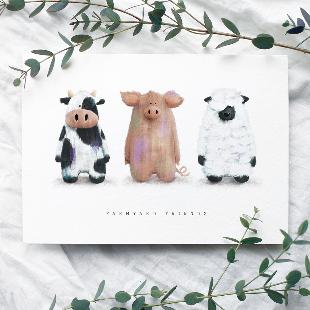 A farmyard themed Children's Greetings Card - The perfect Newborn, Birthday or Baby Shower Card