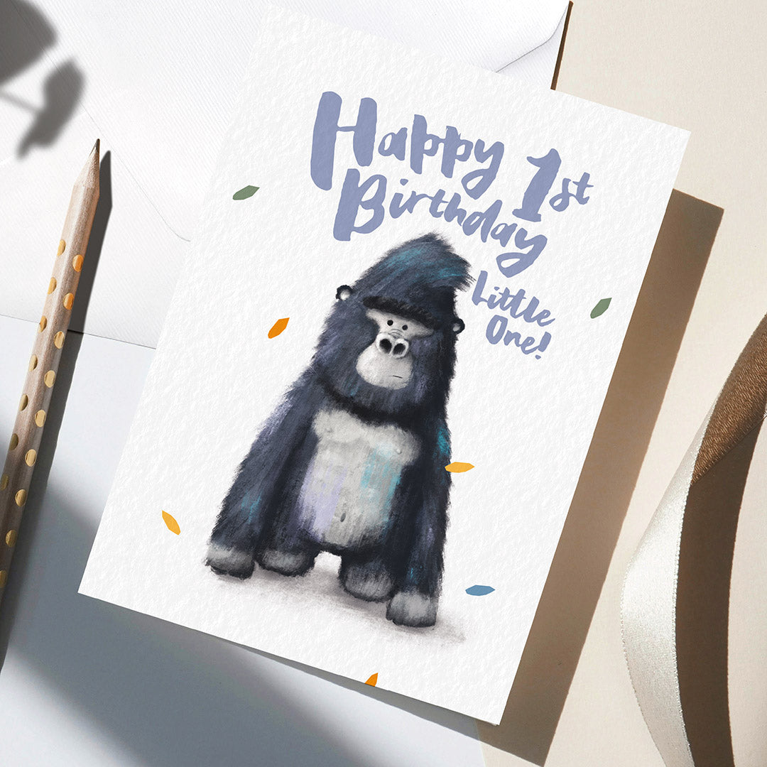 Gorilla Children's 1st Birthday Card