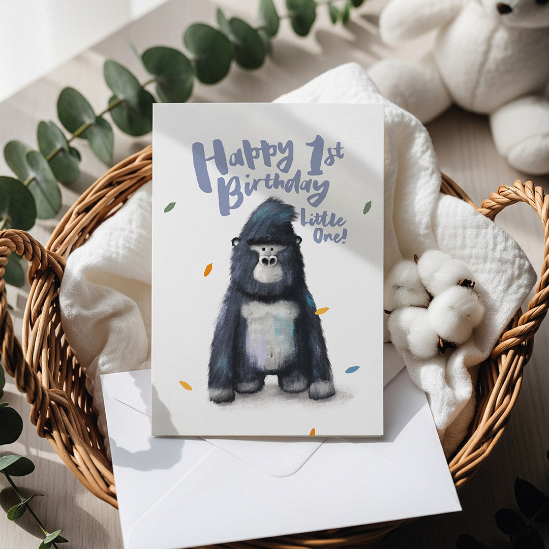 Gorilla Children's 1st Birthday Card