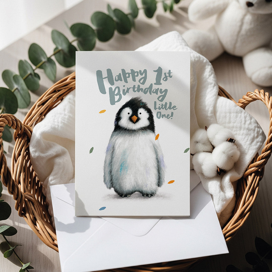 Penguin Children's 1st Birthday Card