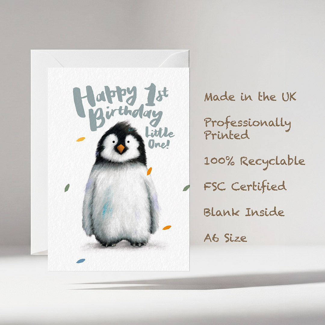 Penguin Children's 1st Birthday Card