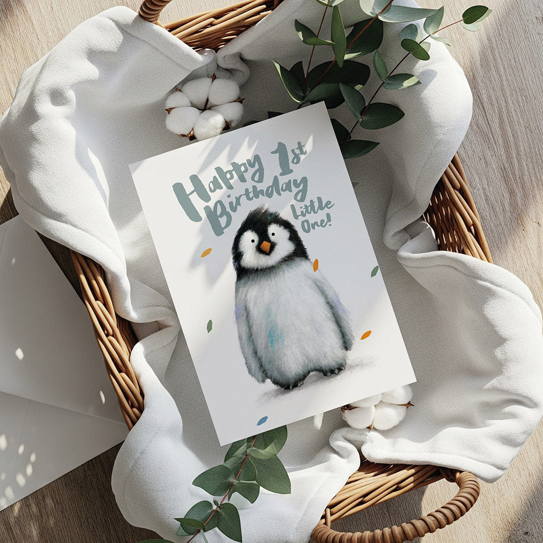 Penguin Children's 1st Birthday Card