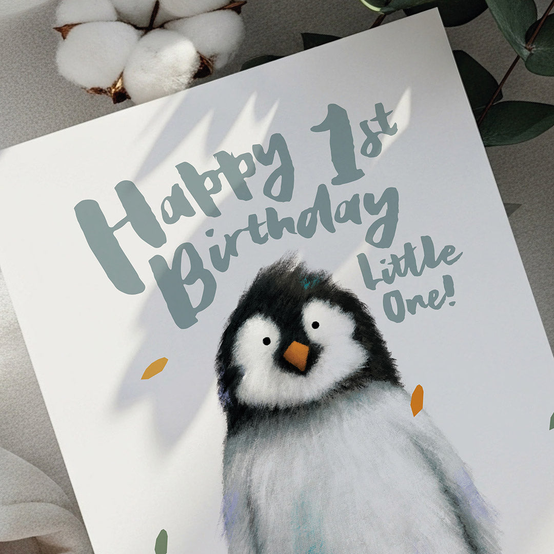 Penguin Children's 1st Birthday Card