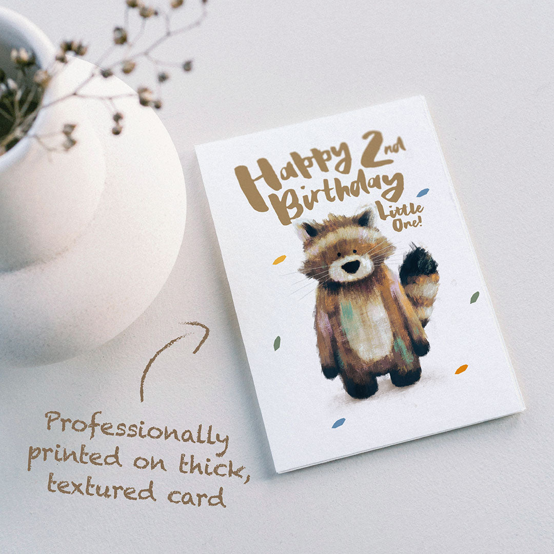 Raccoon Children's 2nd Birthday Card