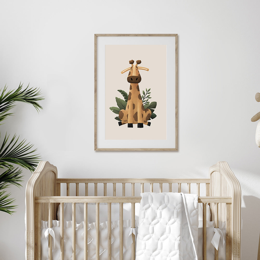 Scandi Giraffe Safari Nursery Print