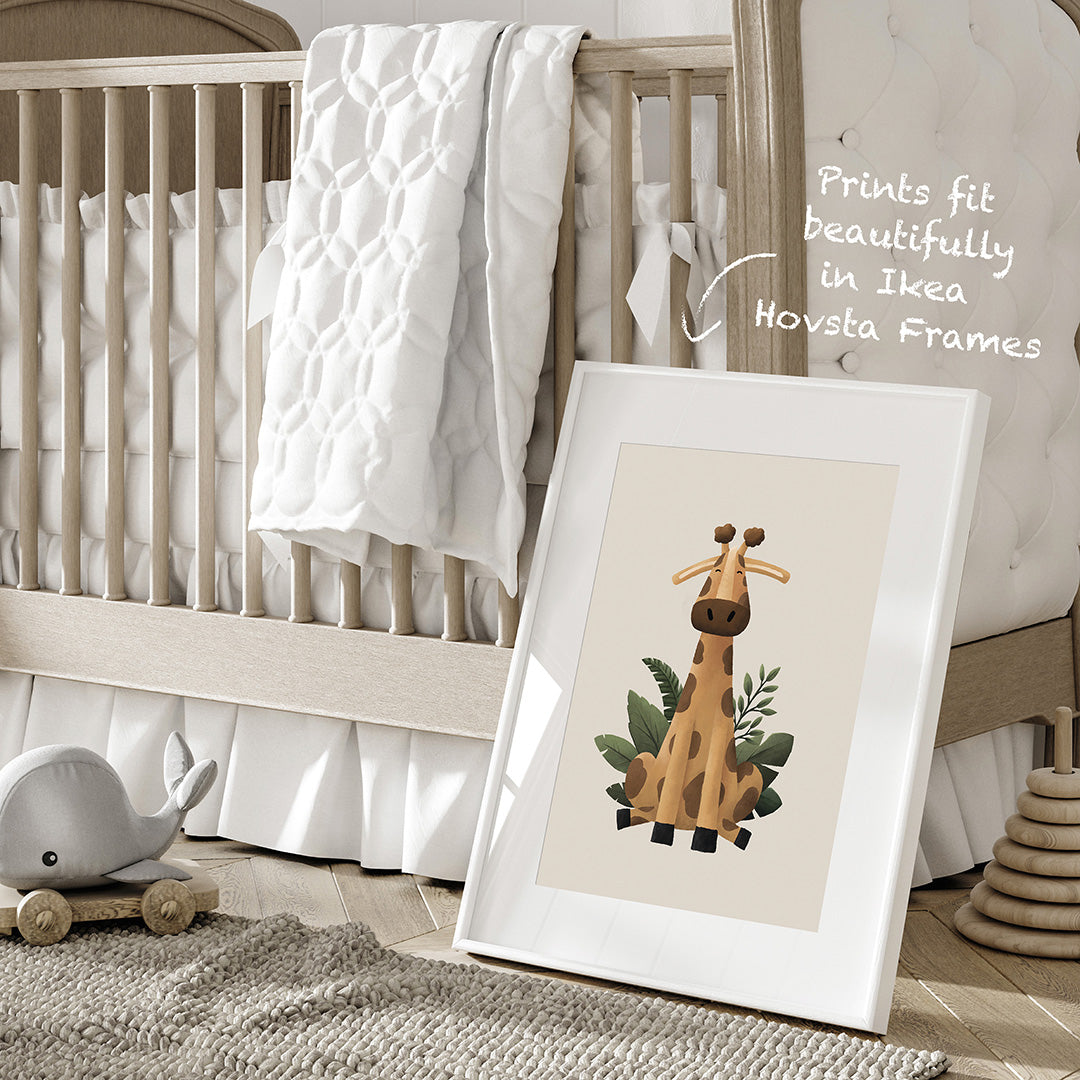 Scandi Giraffe Safari Nursery Print