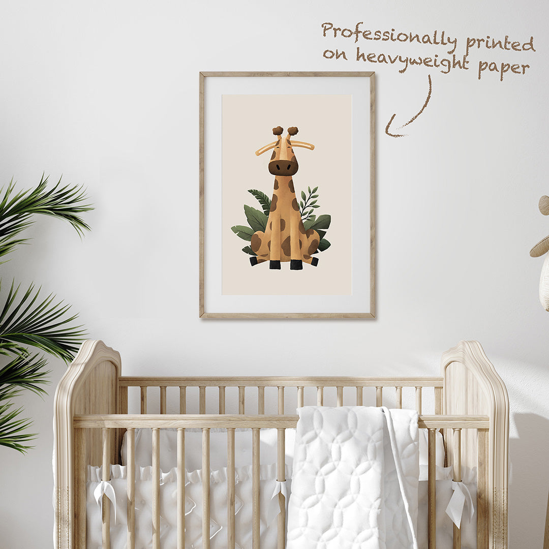 Scandi Giraffe Safari Nursery Print