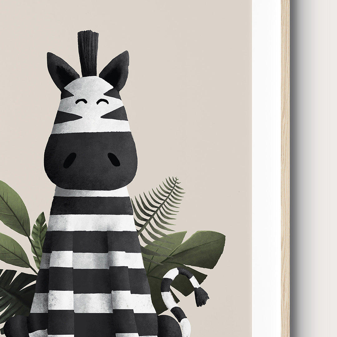 Scandi Zebra Safari Nursery Print