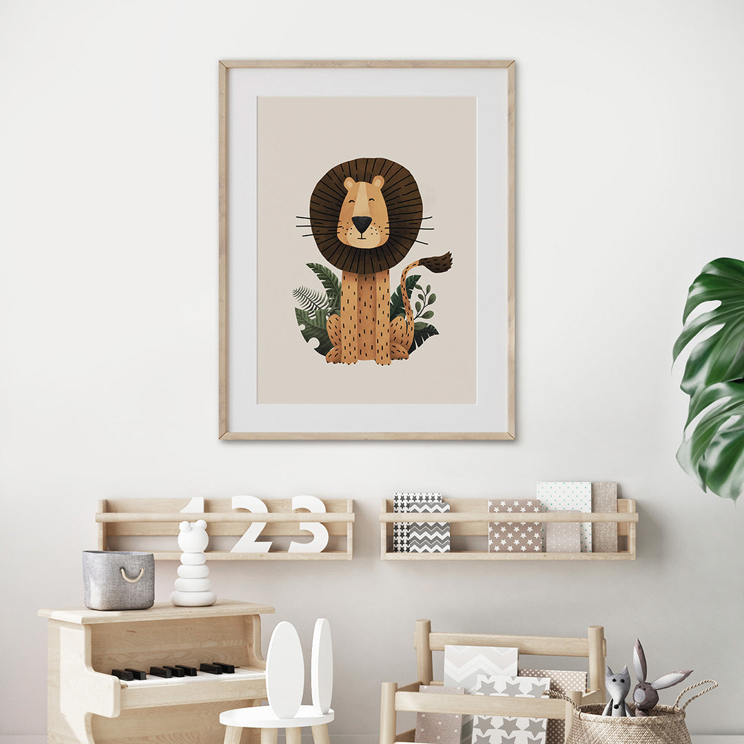 Scandi Lion Safari Nursery Print