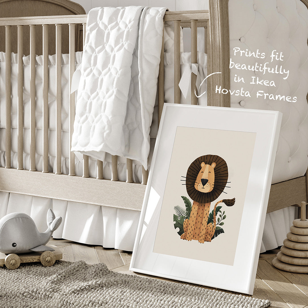 Scandi Lion Safari Nursery Print