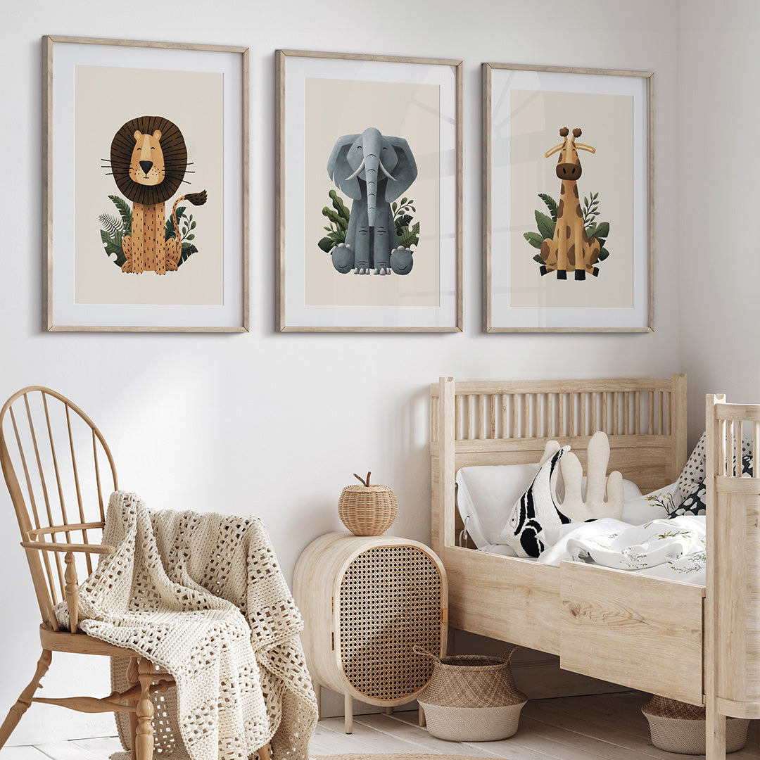 Scandi Safari Nursery Prints set of 3