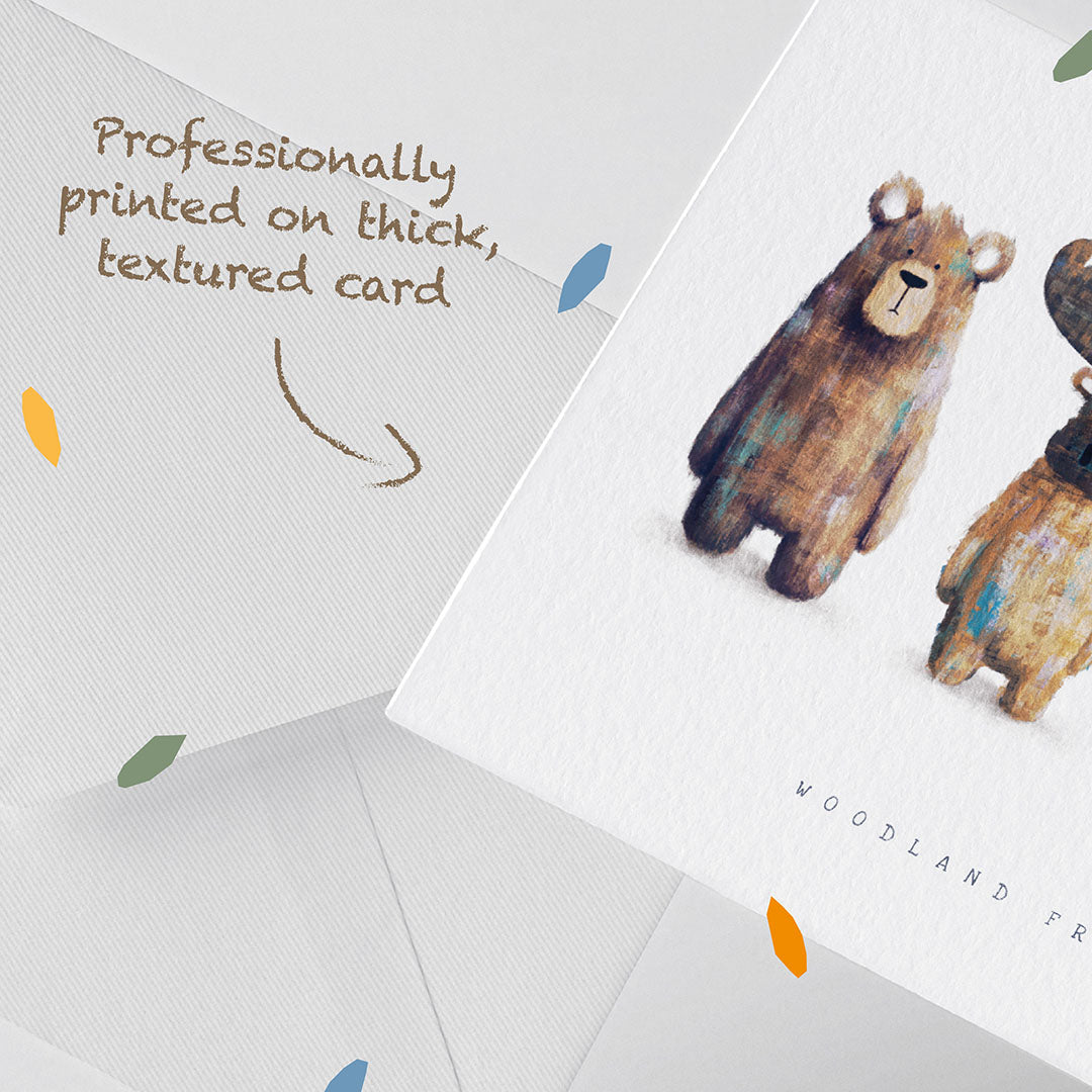 A woodland themed Children's Greetings Card printed on thick premium paper