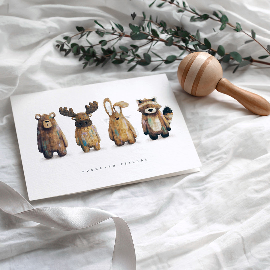 A woodland themed Children's Greetings Card - The perfect Newborn, Birthday or Baby Shower Card