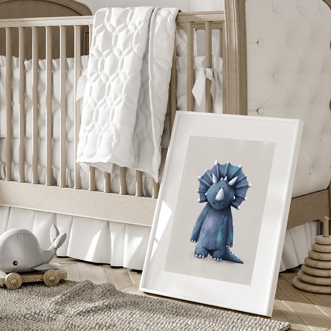 Triceratops Dinosaur Nursery Print