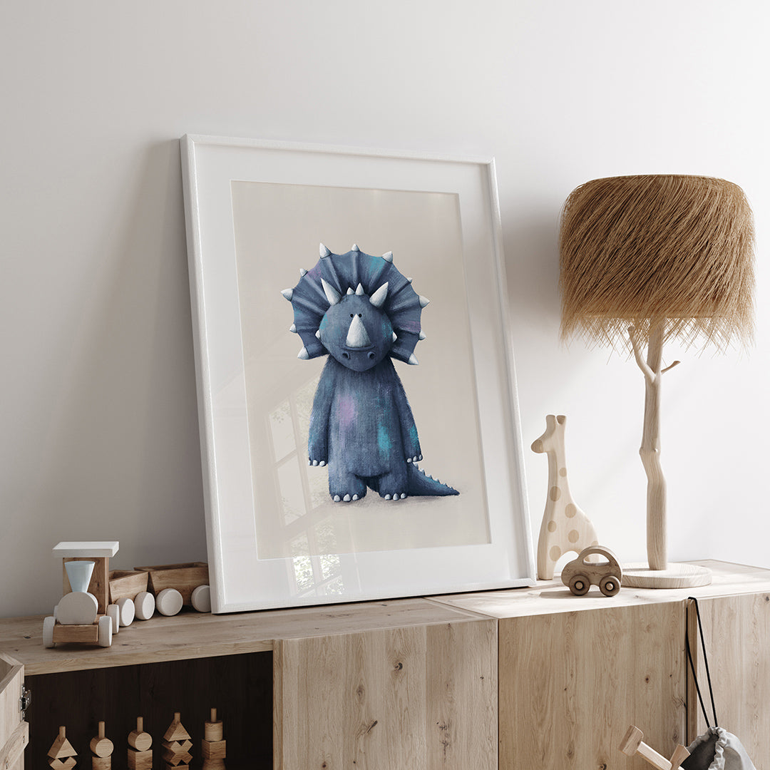 Fiver Friday - Triceratops Dinosaur Nursery Print A4