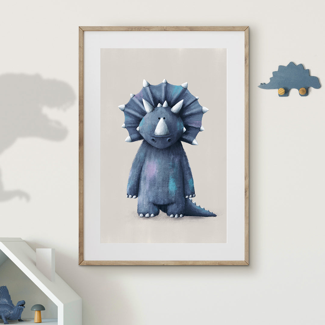 Fiver Friday - Triceratops Dinosaur Nursery Print A4