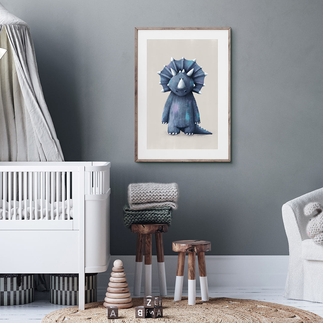 Triceratops Dinosaur Nursery Print