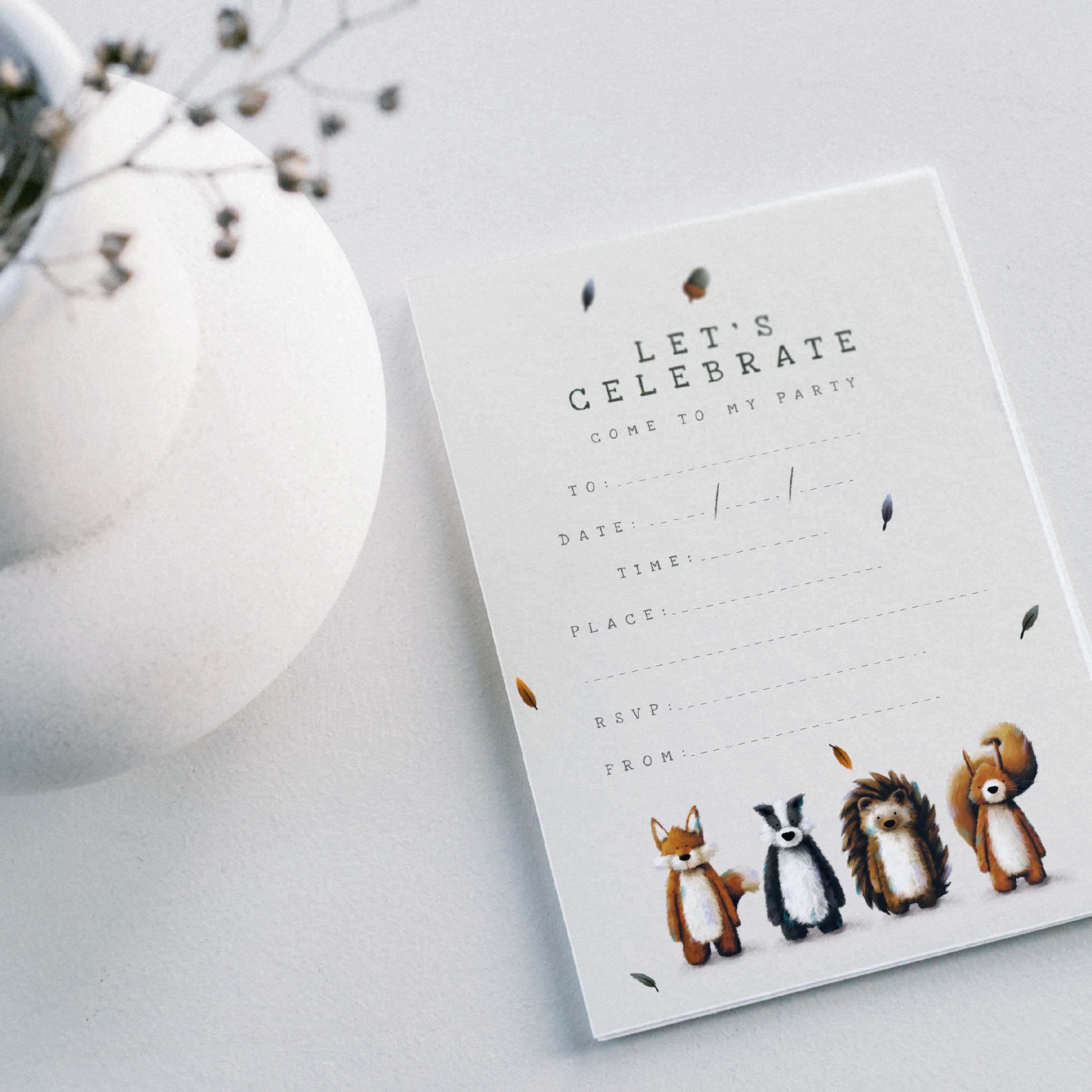 Woodland Birthday Party Invitations – Set of 10