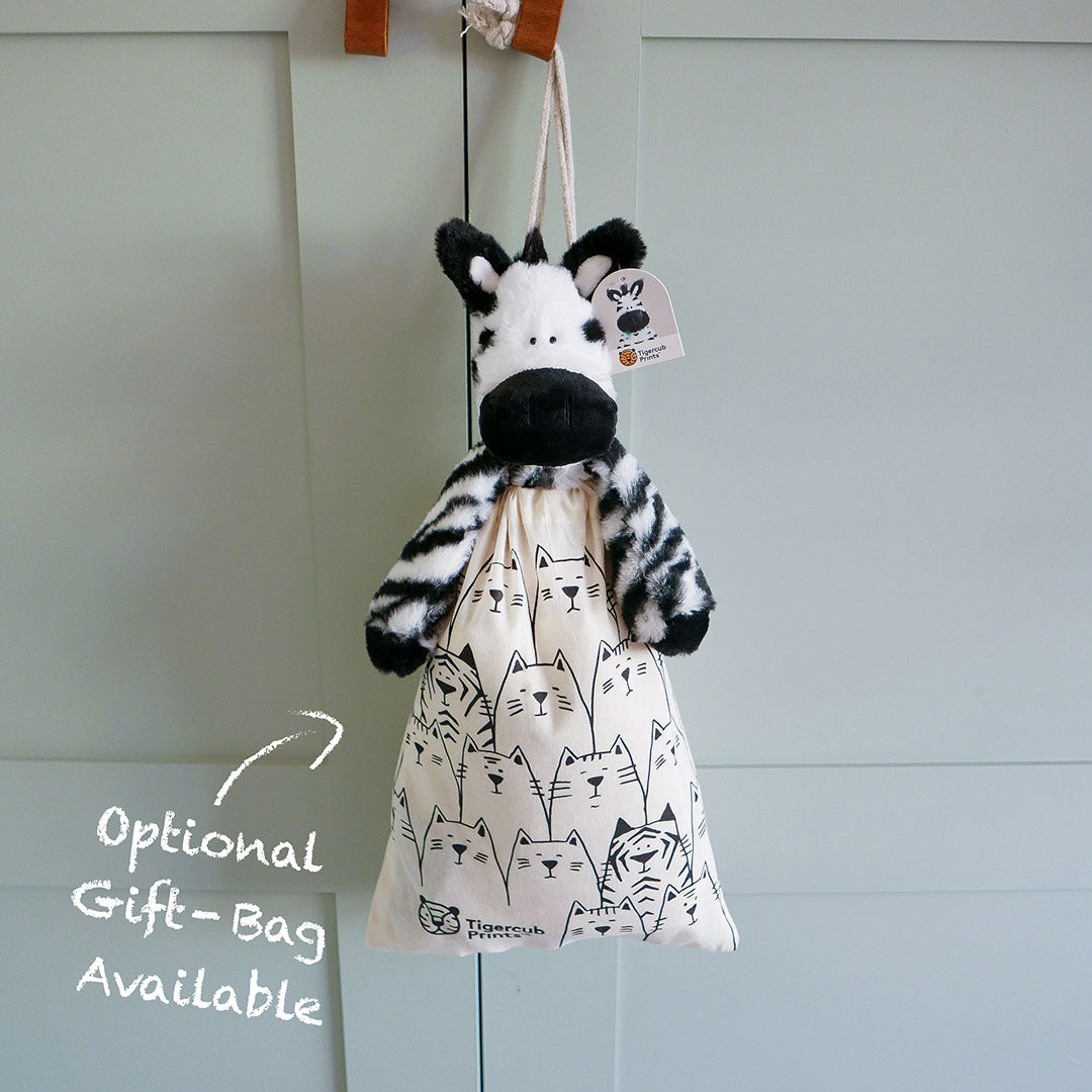 zebra soft toy with gift bag