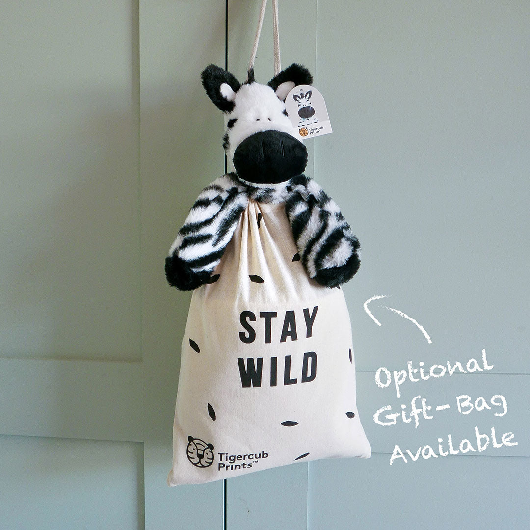 zebra soft toy with gift bag