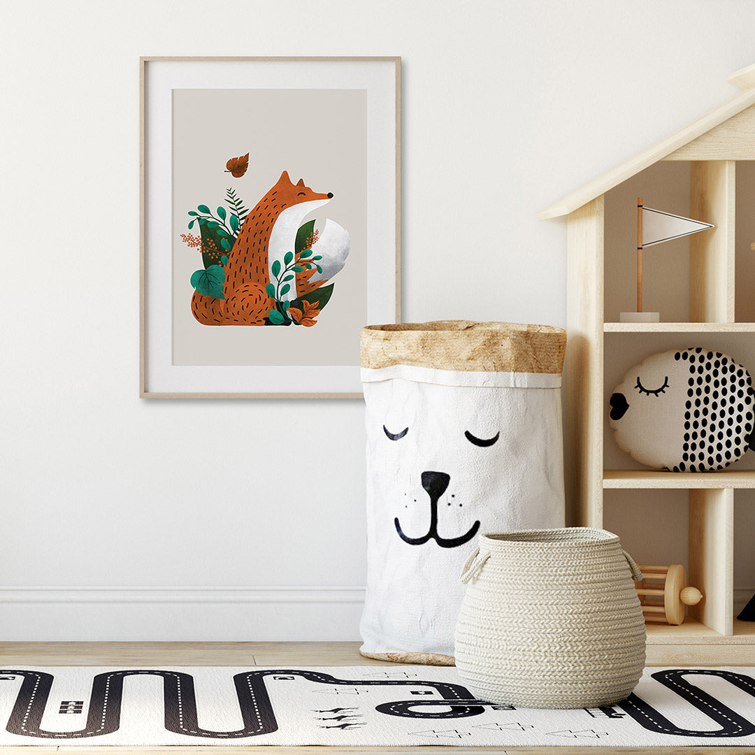 Scandi Fox Nursery Neutral Print