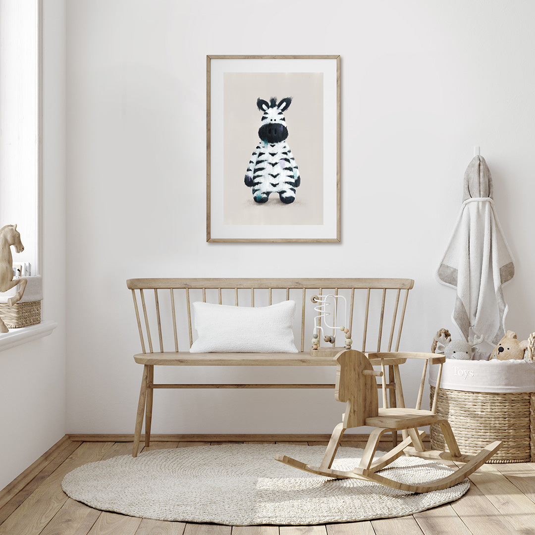 Neutral Safari Zebra Nursery Print