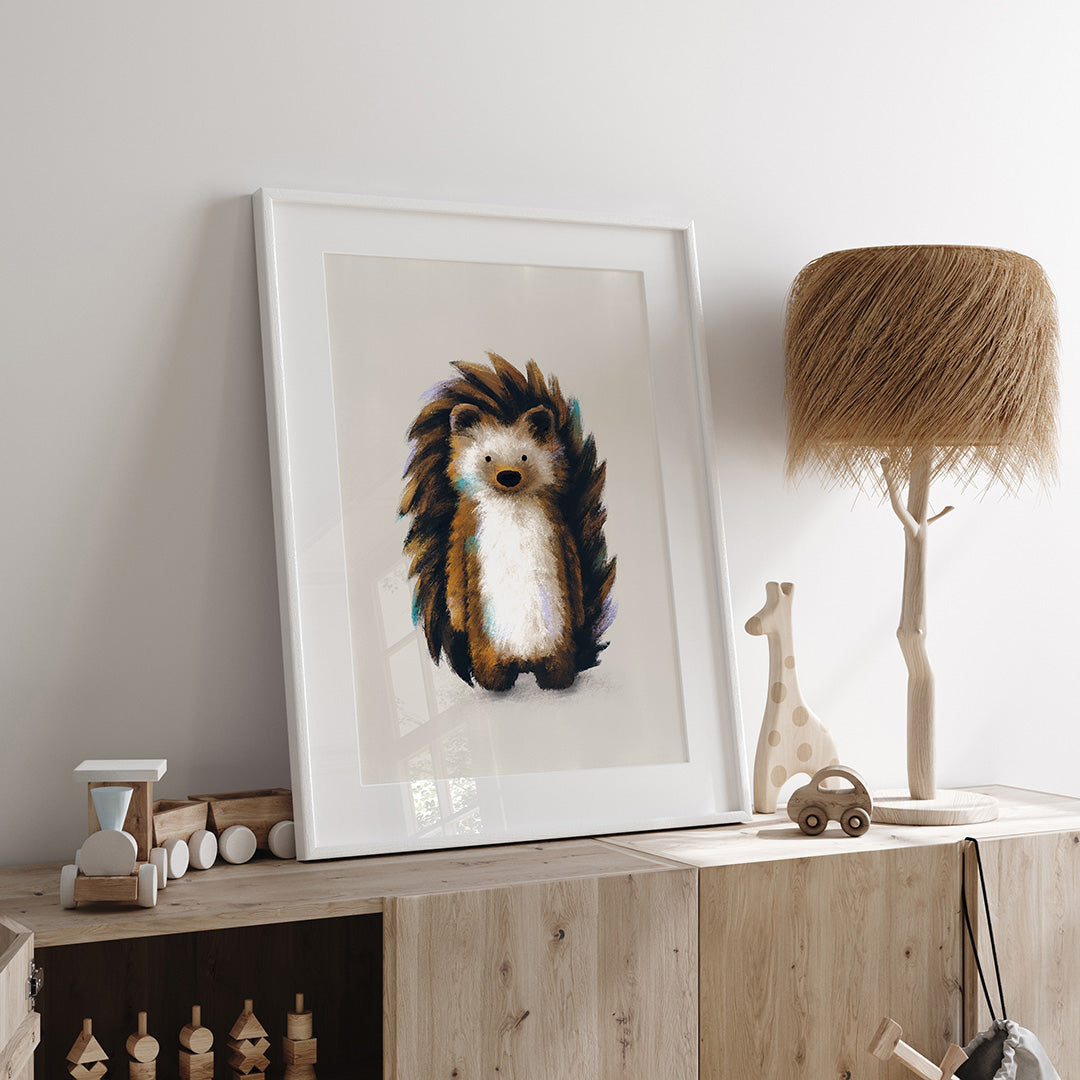 Woodland Hedgehog Childrens Nursery Print