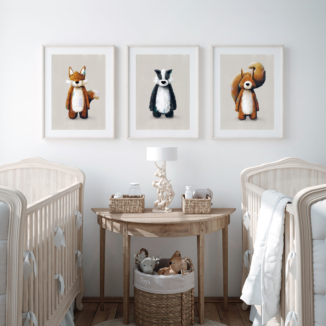 Woodland Animals Nursery Prints Set of 3