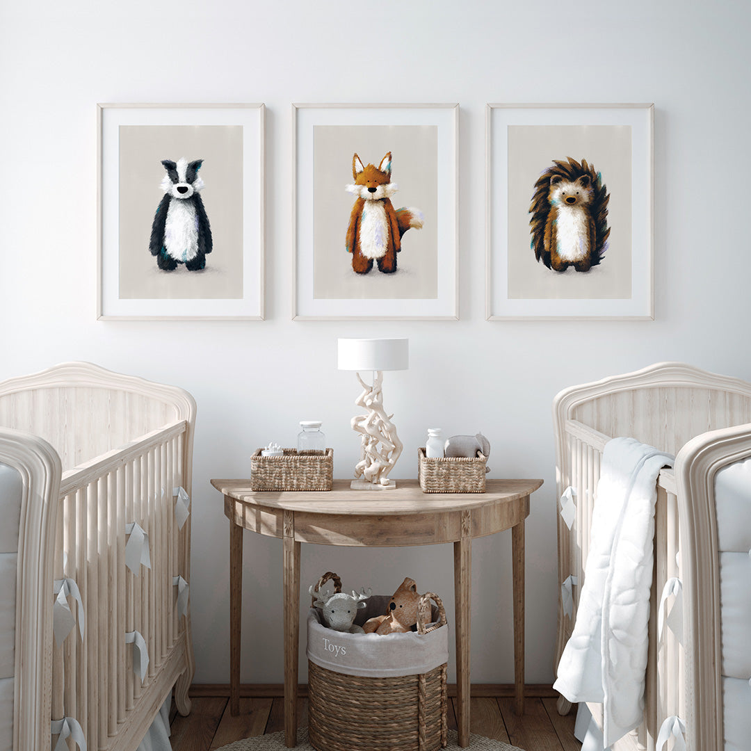 Woodland Animals Nursery Prints Set of 3